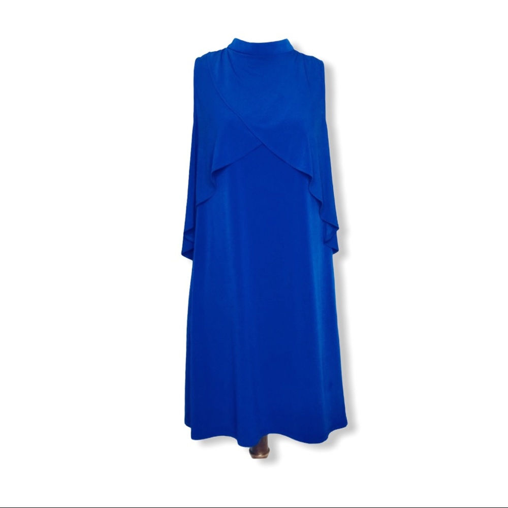 London Times Tulip Overlay Cold Shoulder Dress